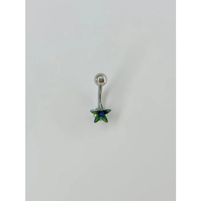 Mistik Topaz Taşlı Yıldız Detaylı Göbek Piercing - Pg0026