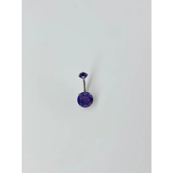 Rodyum Zirkon Taşlı Çelik Göbek - Pg0068