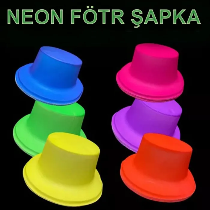 Neon Partisi Pembe Renk Plastik Fötr Şapka