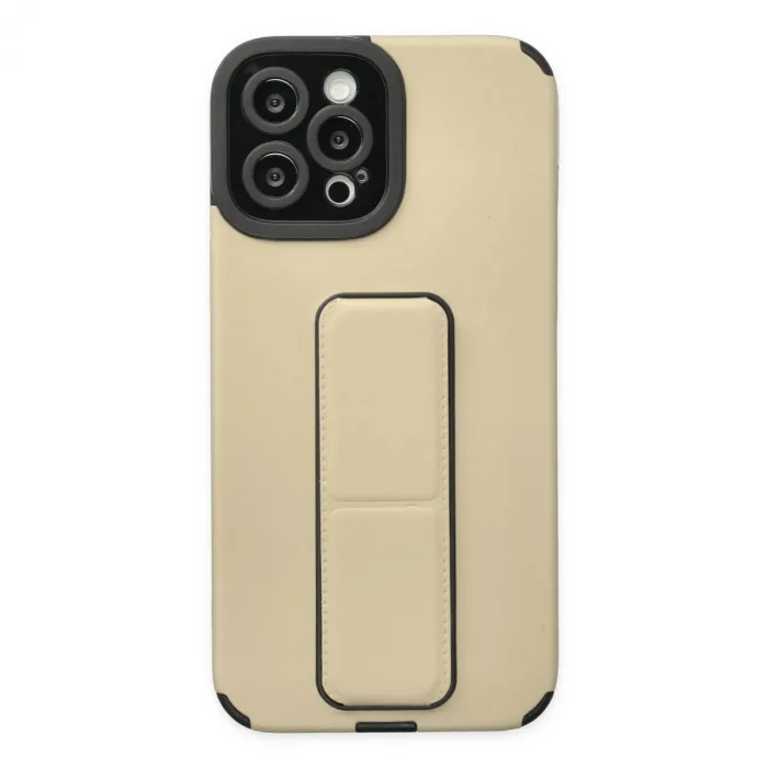 Newface Apple iPhone 12 Pro Max Kılıf Mega Standlı Silikon - Gold