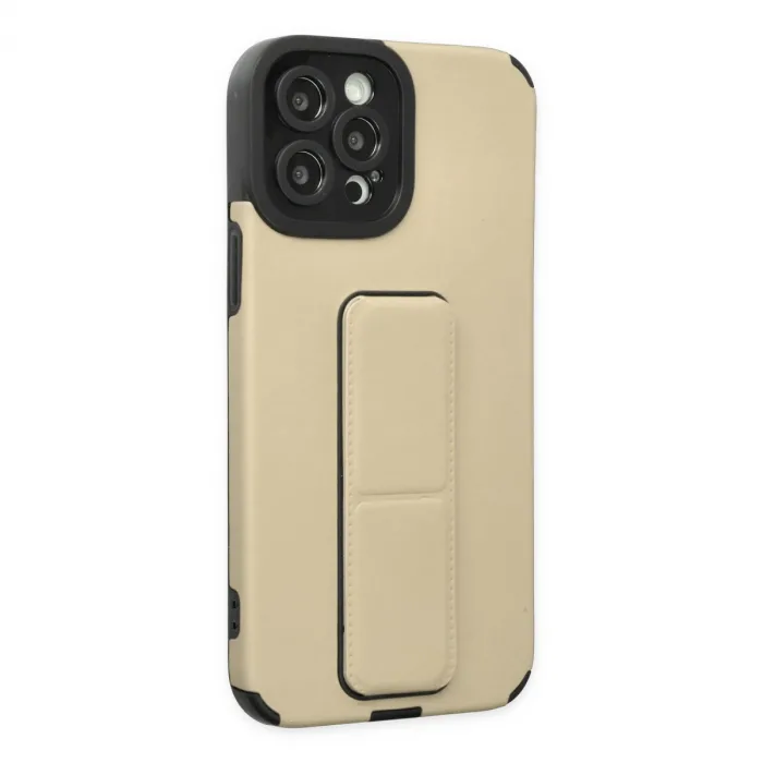 Newface Apple iPhone 12 Pro Max Kılıf Mega Standlı Silikon - Gold