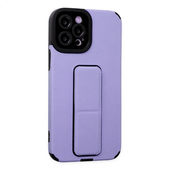 Newface Apple iPhone 12 Pro Max Kılıf Mega Standlı Silikon - Lila