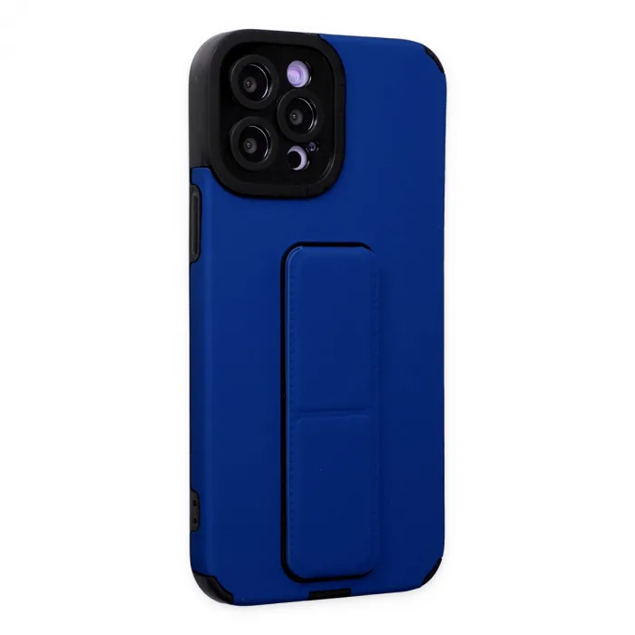 Newface Apple iPhone 12 Pro Max Kılıf Mega Standlı Silikon - Mavi