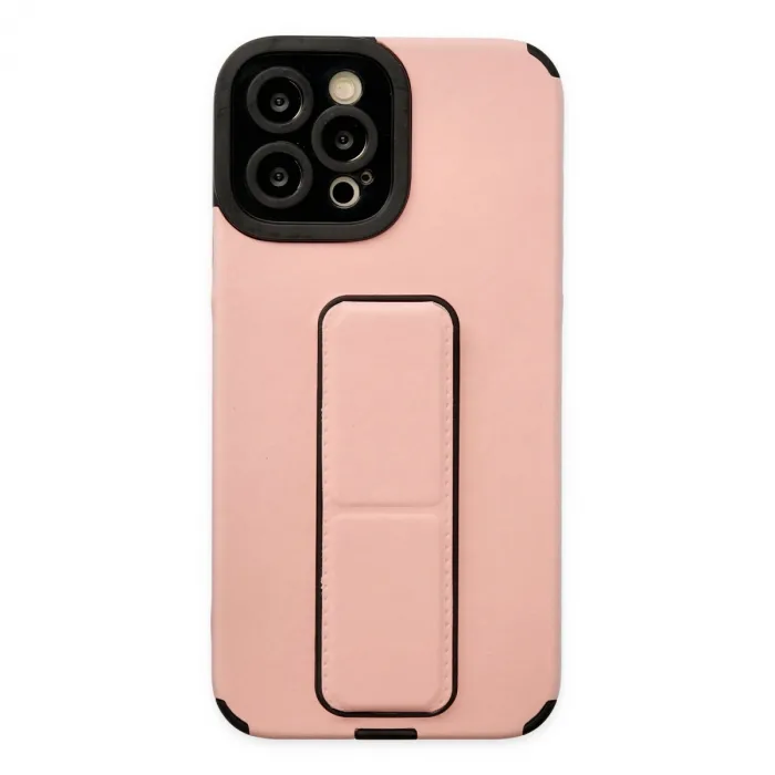 Newface Apple iPhone 12 Pro Max Kılıf Mega Standlı Silikon - Pudra