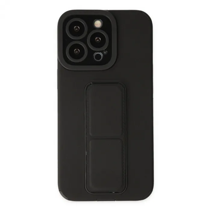 Newface Apple iPhone 13 Pro Max Kılıf Mega Standlı Silikon - Siyah