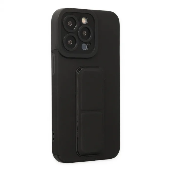 Newface Apple iPhone 13 Pro Max Kılıf Mega Standlı Silikon - Siyah