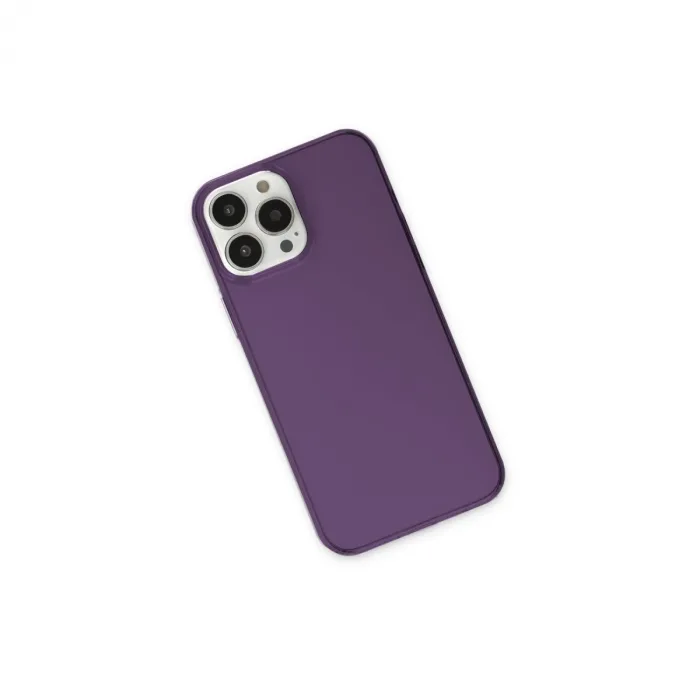 Newface Apple iPhone 13 Pro Max Kılıf Pc Sert Şeffaf Kapak - Mor