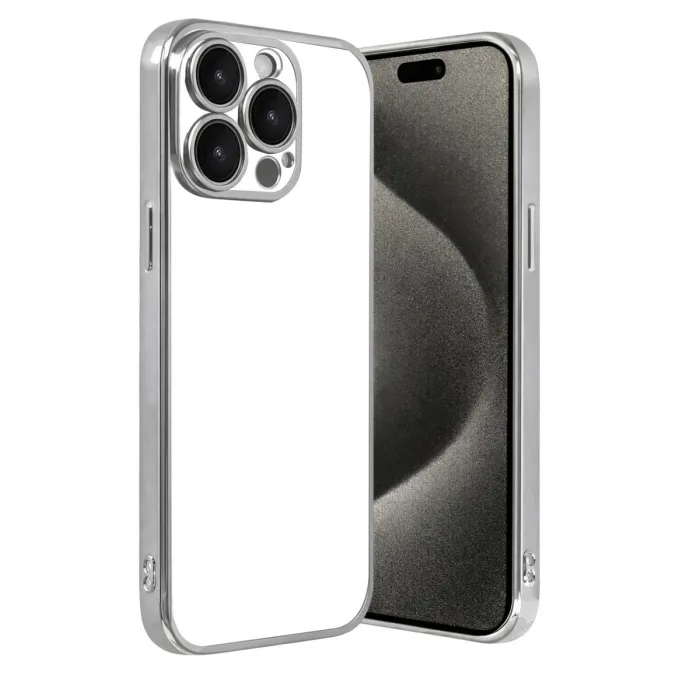 İphone 15 Pro Max Razer Lensli Silikon - Gümüş