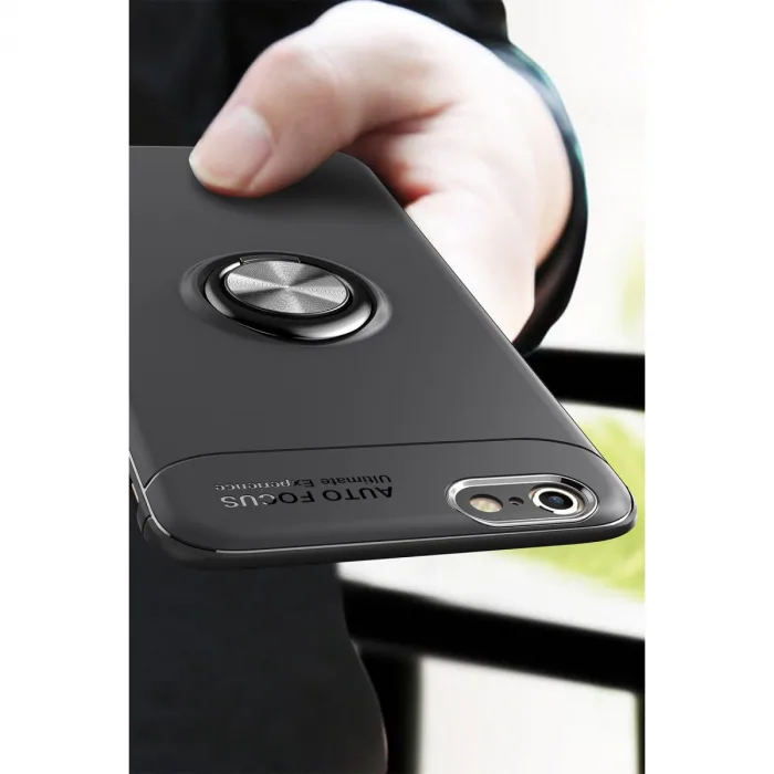 Newface Apple iPhone 6 Kılıf Range Yüzüklü Silikon - Kırmızı