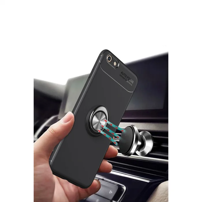 Newface Apple iPhone 6 Kılıf Range Yüzüklü Silikon - Kırmızı