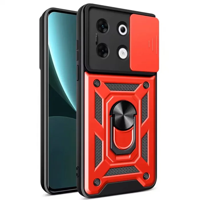 Newface İnfinix Zero 30 5g Kılıf Pars Lens Yüzüklü Silikon - Kırmızı