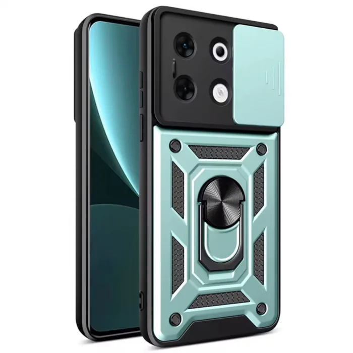 Newface İnfinix Zero 30 5g Kılıf Pars Lens Yüzüklü Silikon - Yeşil