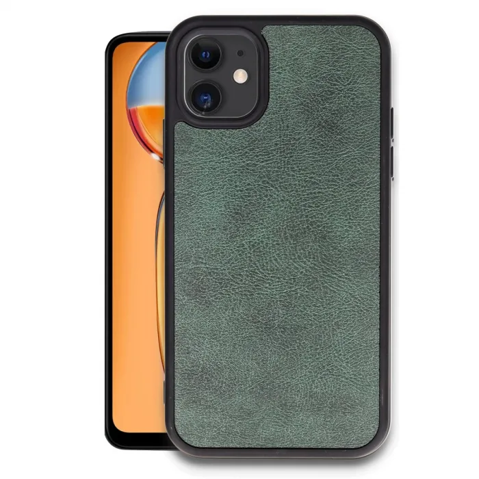 Newface İphone 11 Kılıf Aras Deri Kapak - Koyu Yeşil
