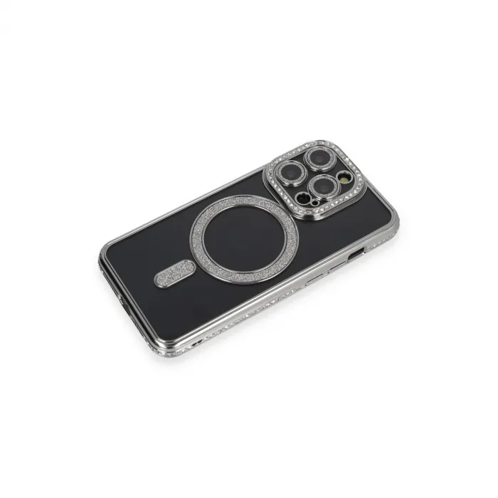 Newface İphone 14 Pro Max Kılıf Joke Simli Magneticsafe Kılıf - Gri