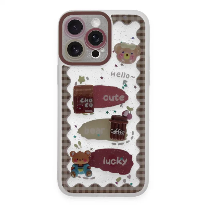 Newface İphone 14 Pro Max Kılıf Sweet Desenli Silikon Kapak - Şeffaf