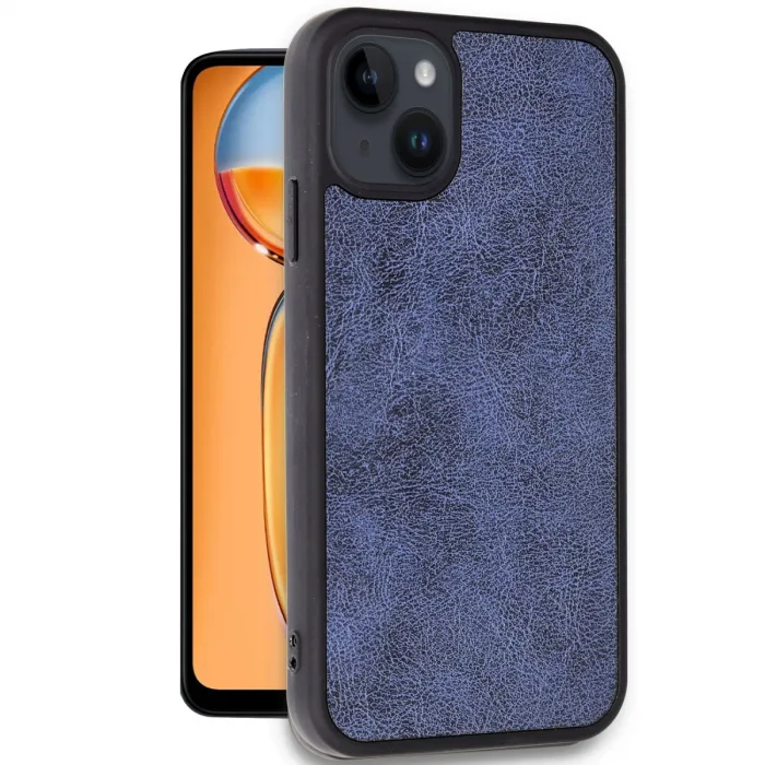 Newface İphone 15 Kılıf Aras Deri Kapak - Lacivert