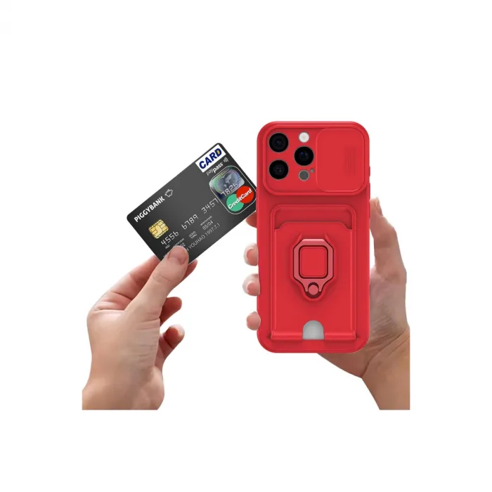 Newface İphone 16 Kılıf Zuma Kartvizitli Yüzüklü Silikon - Lila