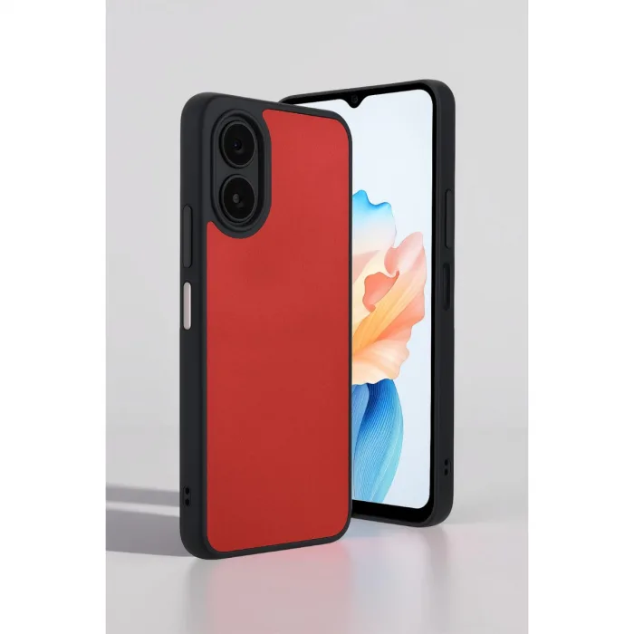 Newface Oppo A38 Kılıf Aras Deri Kapak - Kırmızı