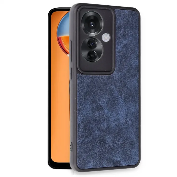 Newface Oppo Reno 11f Kılıf Aras Deri Kapak - Lacivert