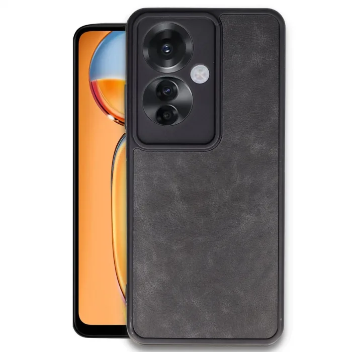 Newface Oppo Reno 11f Kılıf Aras Deri Kapak - Siyah