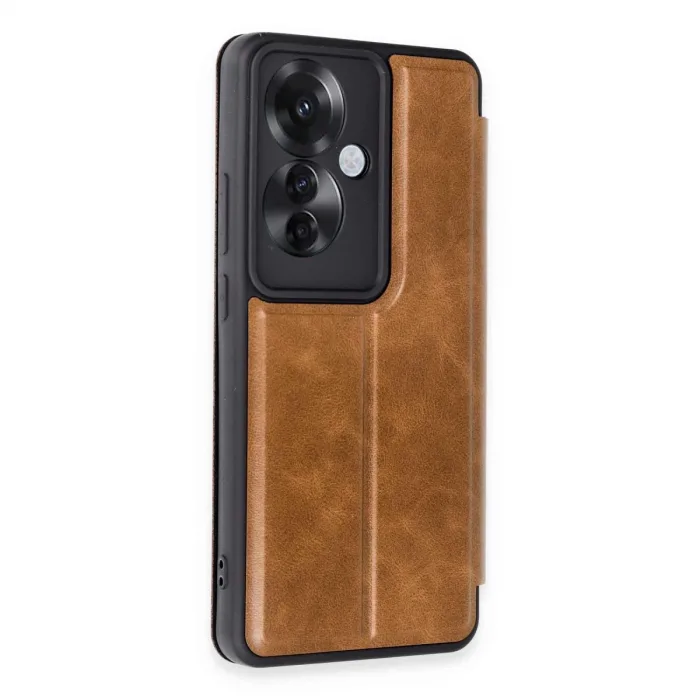 Newface Oppo Reno 11f Kılıf Flip Cover - Taba