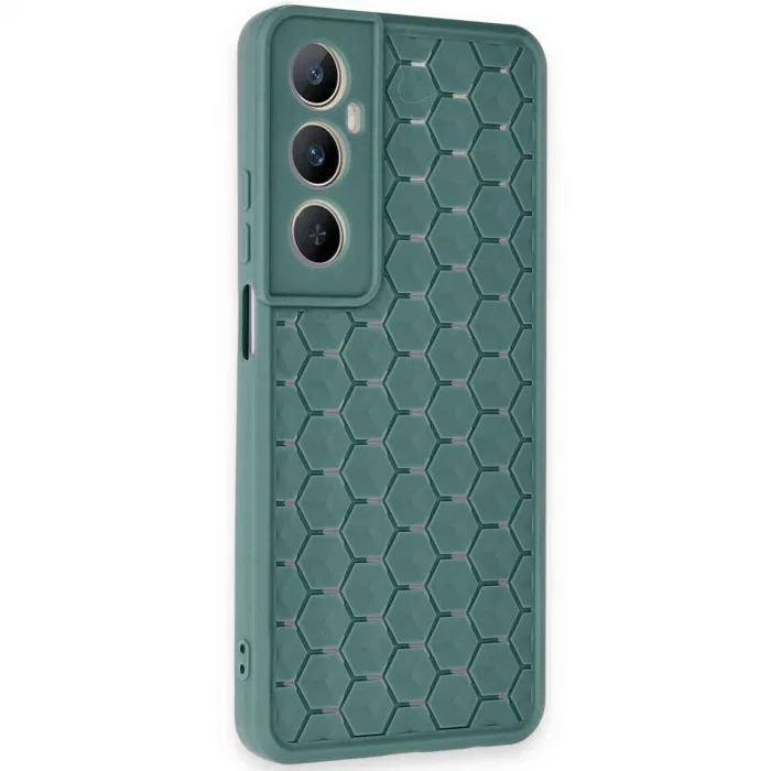 Newface Realme C65 Kılıf Petek Silikon Kapak - Koyu Yeşil
