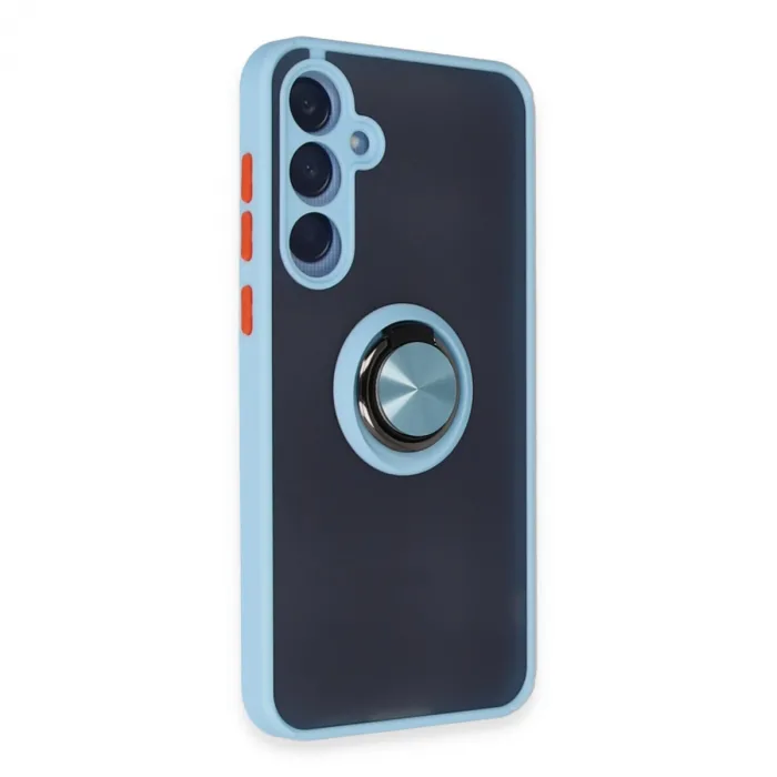 Newface Samsung Galaxy A15 4g Kılıf Montreal Yüzüklü Silikon Kapak - Buz Mavi