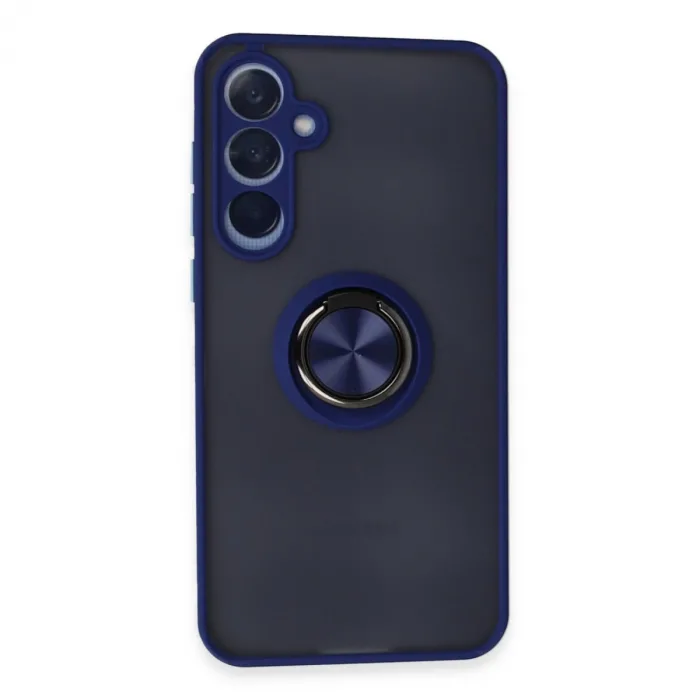 Newface Samsung Galaxy A15 4g Kılıf Montreal Yüzüklü Silikon Kapak - Lacivert