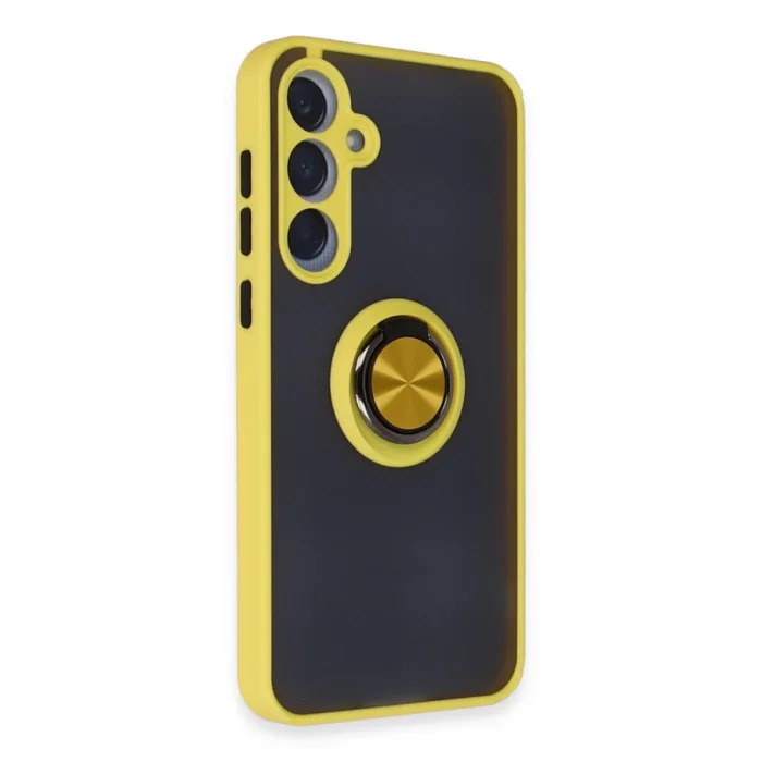 Newface Samsung Galaxy A15 4g Kılıf Montreal Yüzüklü Silikon Kapak - Sarı