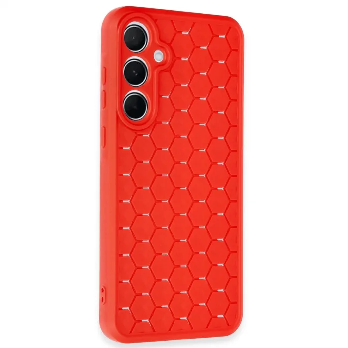 Newface Samsung Galaxy A25 5g Kılıf Petek Silikon Kapak - Kırmızı