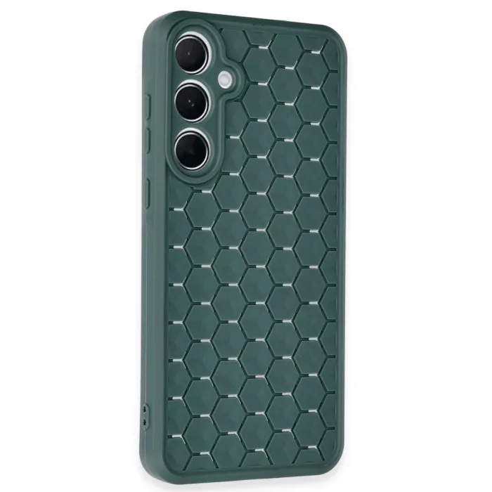 Newface Samsung Galaxy A25 5g Kılıf Petek Silikon Kapak - Koyu Yeşil