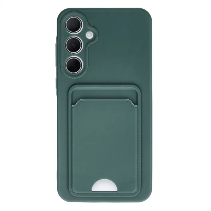 Newface Samsung Galaxy A35 5g Kılıf Kelvin Kartvizitli Silikon - Koyu Yeşil