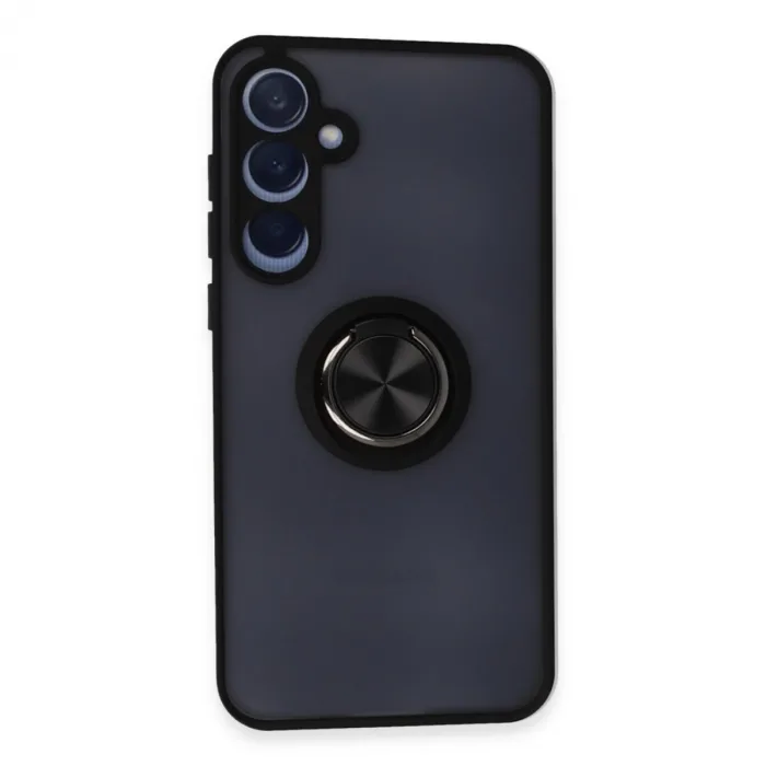 Newface Samsung Galaxy A55 5g Kılıf Montreal Yüzüklü Silikon Kapak - Siyah