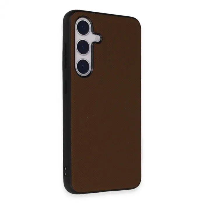 Newface Samsung Galaxy S24 Kılıf Taft Kapak - Kahverengi