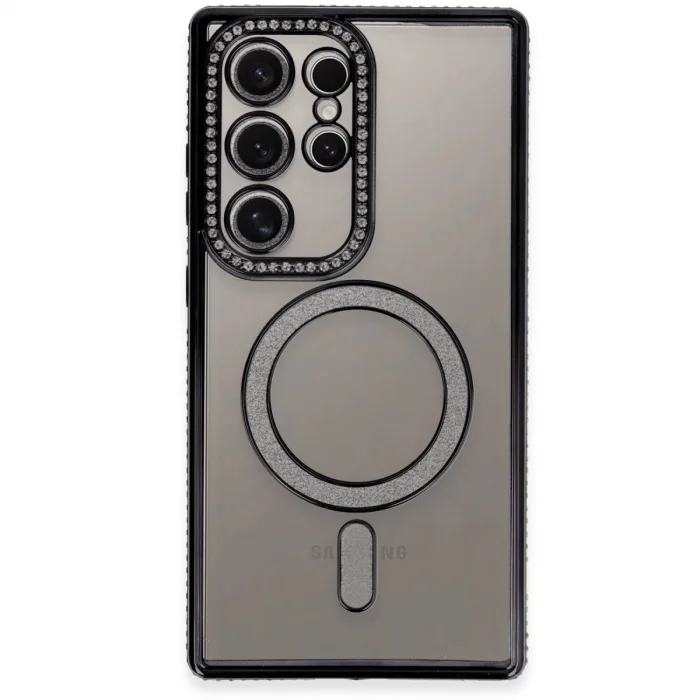 Newface Samsung Galaxy S24 Ultra Kılıf Joke Simli Magneticsafe Kılıf - Siyah