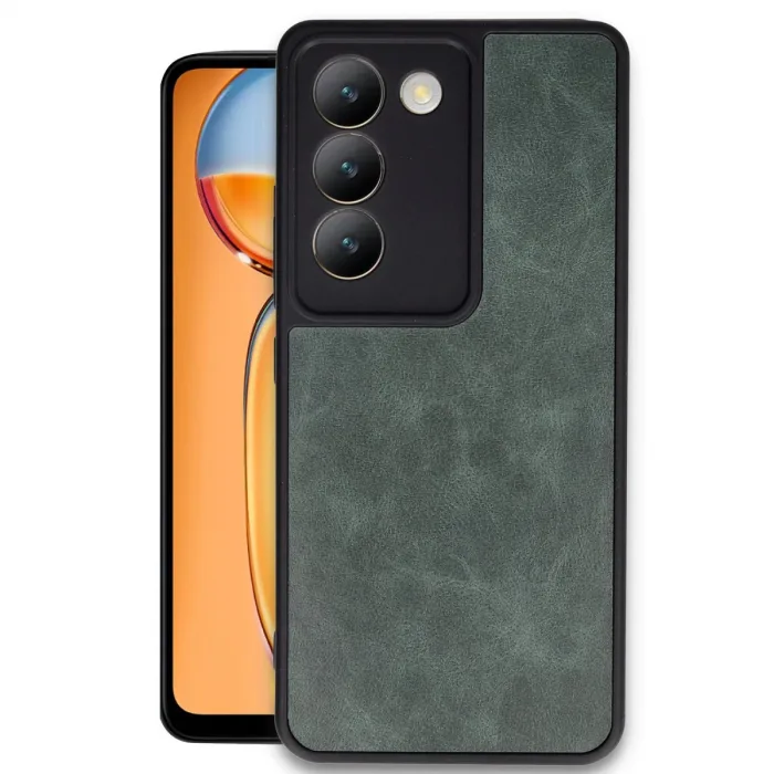 Newface Vivo V30 Lite 4g Kılıf Aras Deri Kapak - Koyu Yeşil