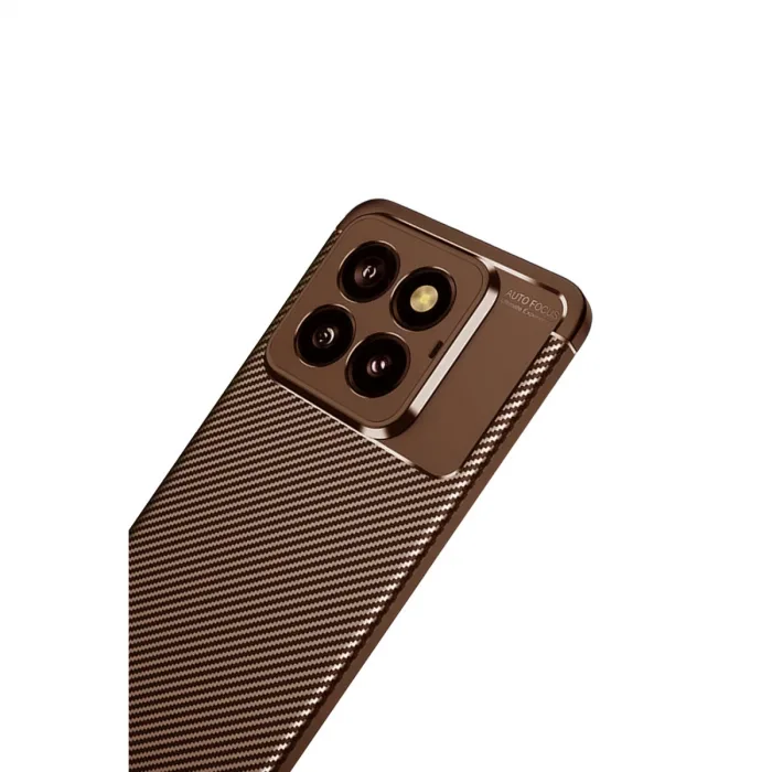 Newface Xiaomi Mi 14t Pro Kılıf Auto Focus Karbon Kapak - Kahverengi