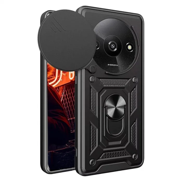 Newface Xiaomi Redmi A3 4g Kılıf Pars Lens Yüzüklü Silikon - Siyah