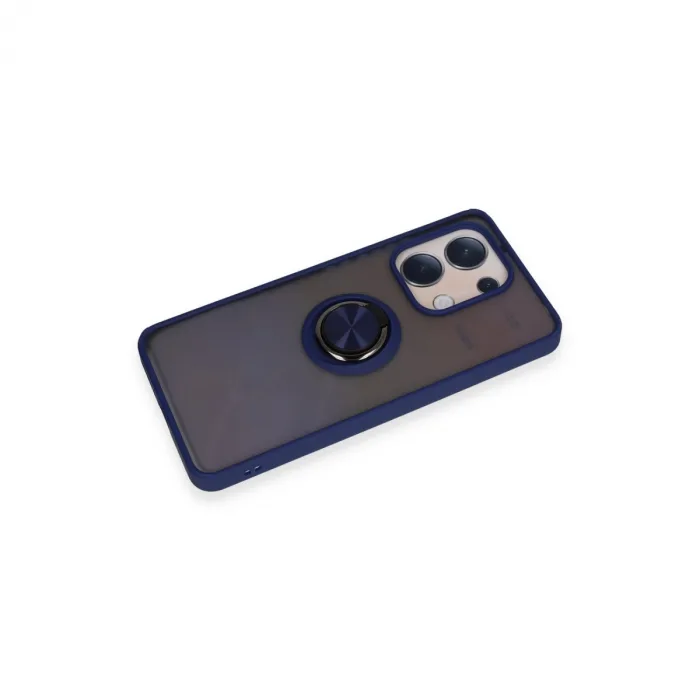 Newface Xiaomi Redmi Note 13 4g Kılıf Montreal Yüzüklü Silikon Kapak - Lacivert