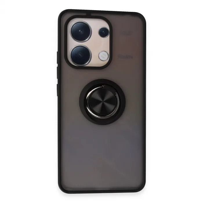 Newface Xiaomi Redmi Note 13 4g Kılıf Montreal Yüzüklü Silikon Kapak - Siyah