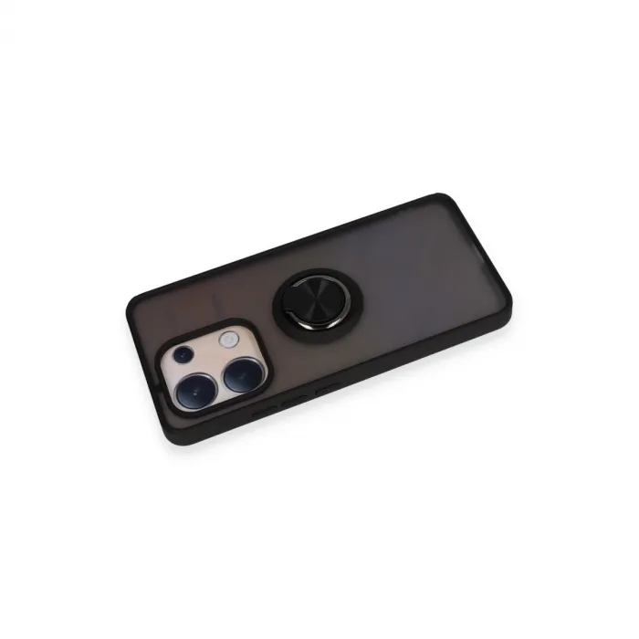 Newface Xiaomi Redmi Note 13 4g Kılıf Montreal Yüzüklü Silikon Kapak - Siyah