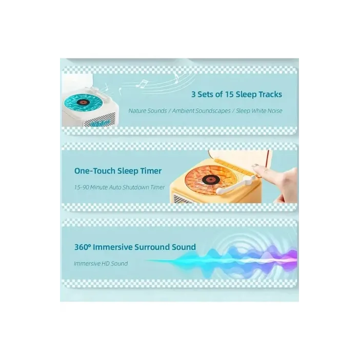 Nostalji Mini Plak Görünümlü Radyolu Bluetooth Hoparlör 3d Ses Dalgası Retro Müzik Plak Beyaz