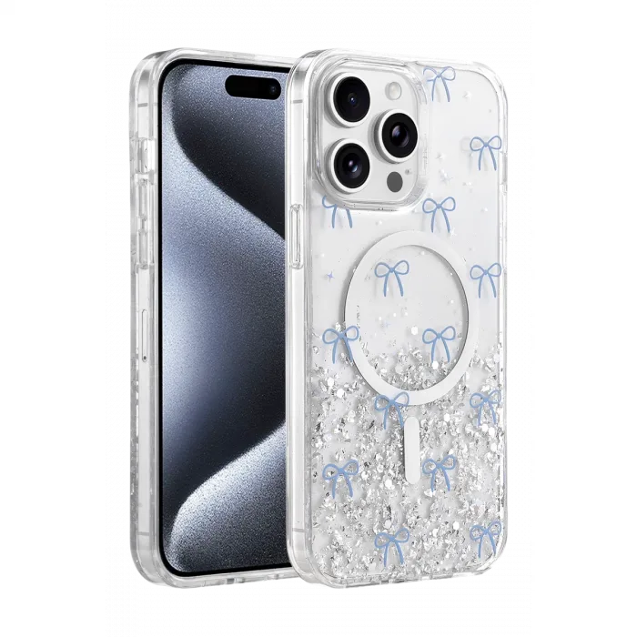 Onegif  İphone 14 Pro Max Misk Simli Magsafe Kapak - Desen 3