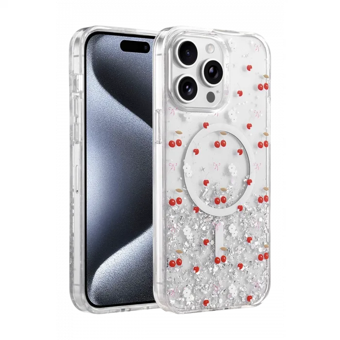 Onegif  İphone 14 Pro Max Misk Simli Magsafe Kapak - Desen 5
