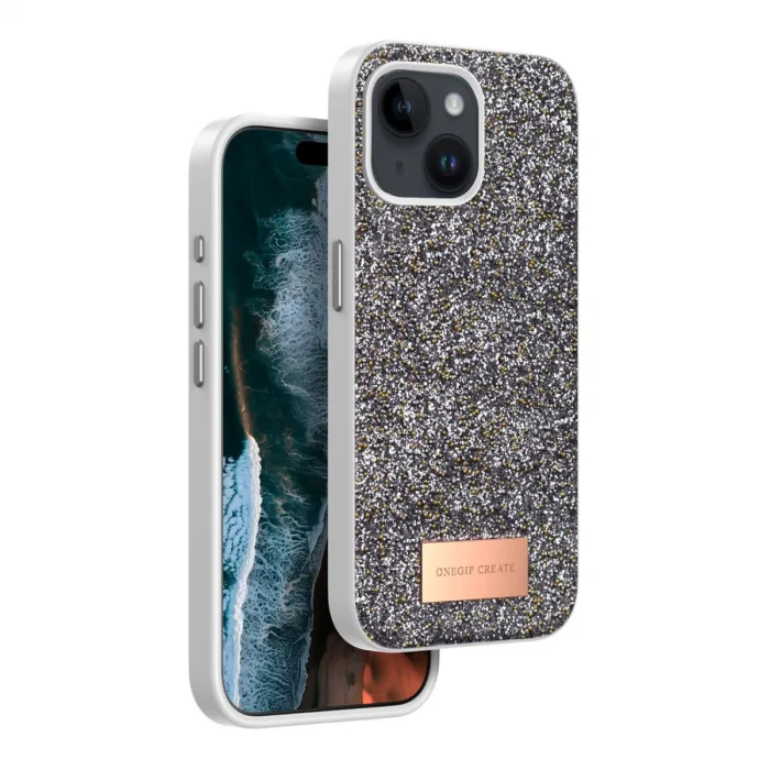 Onegif  İphone 15 Bright Simli Kapak - Gümüş