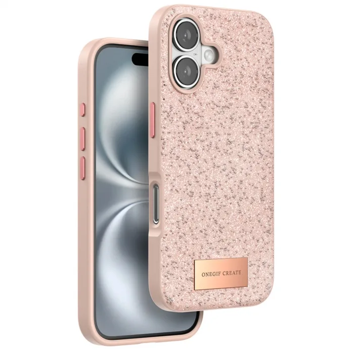 Onegif  İphone 16 Bright Simli Kapak - Pembe