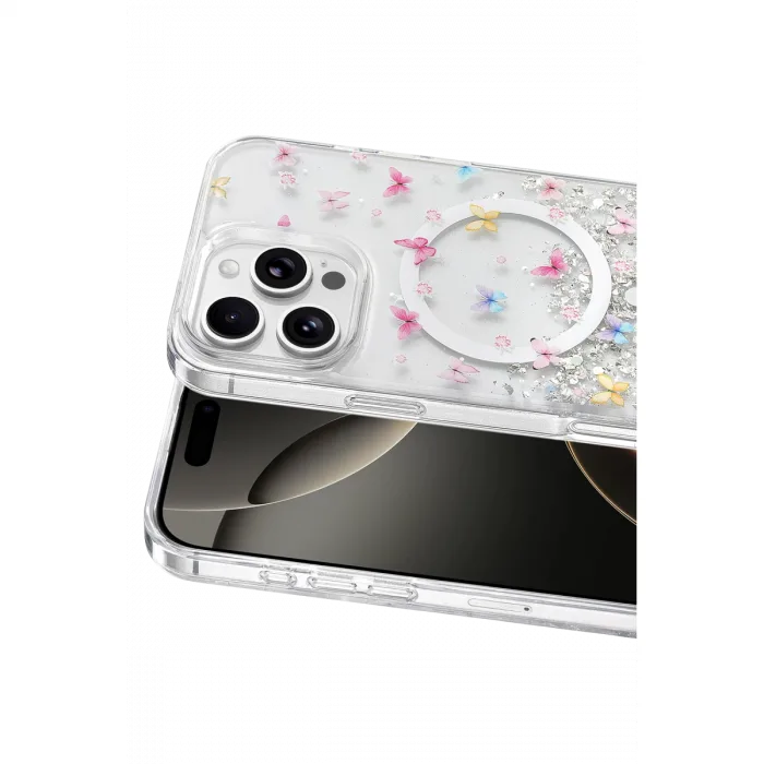 Onegif  İphone 16 Pro Max Misk Simli Magsafe Kapak - Desen 4
