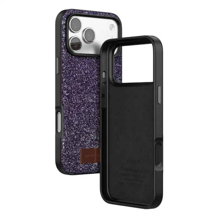 Onegif  İphone 17 Pro Bright Simli Kapak - Derin Mor