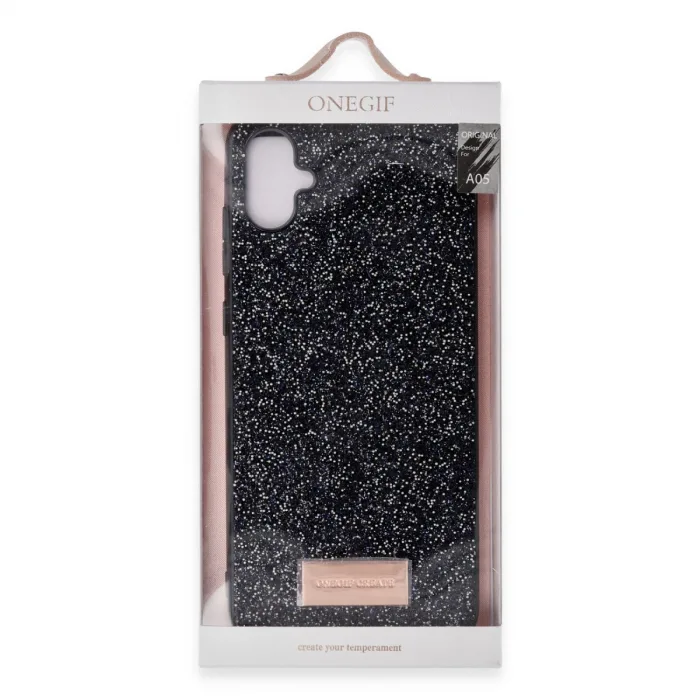 Onegif Samsung Galaxy A05 Bright Simli Kapak - Siyah