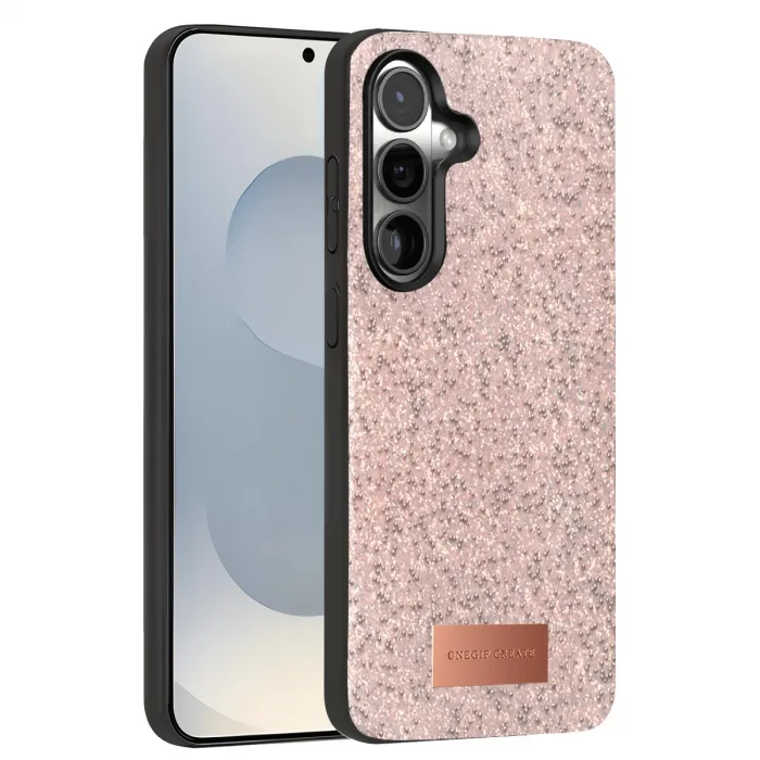 Onegif Samsung Galaxy S25 Bright Simli Kapak - Pembe